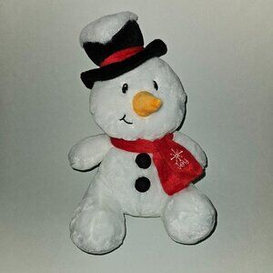 American Greetings Snowman Plush 12" White Stuffed Animal Toy Hat Red Scarf Joy